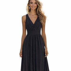 Lauren Ralph Lauren classic black maxi dress, very soft jersey material, v neck